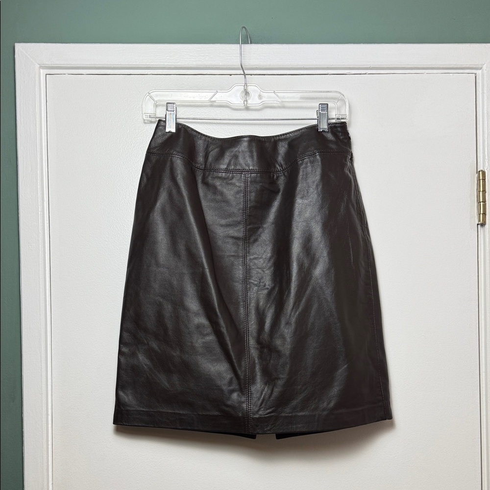 Croft & Barrow Brown Lambskin Leather Mini Skirt - Size 06